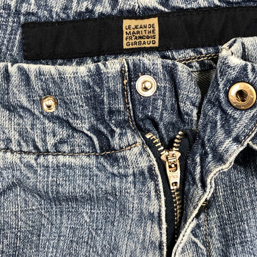 Marithe Francois Girbaud Mens Baggy Cargo Jeans Blue Denim 36 Logo Strap 90s Y2K - Picture 2 of 11